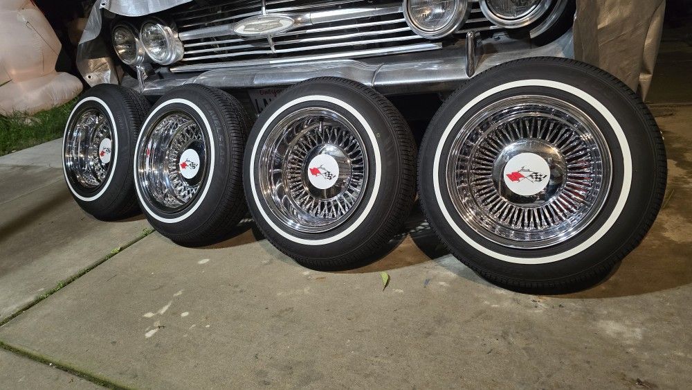Star Wire Rims Impala Rims Wire Spoke Wheels Whitewall Tires 5 Lug Universal Whitewall ...
