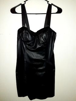 Used Faux Leather Sexy Black Dress