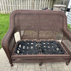 Wicker Patio Couch (no cushions)