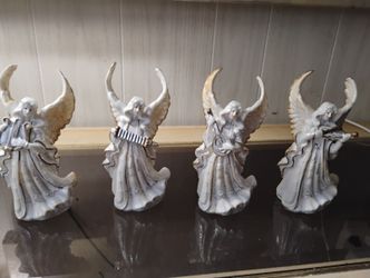 Set of 4 Vintage-Style Porcelain Musical Angel Figurines