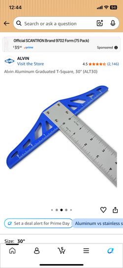 Aluminum Graduated T-Square, 30" with 1.5 Inch Blade, Drawing and Design Tool