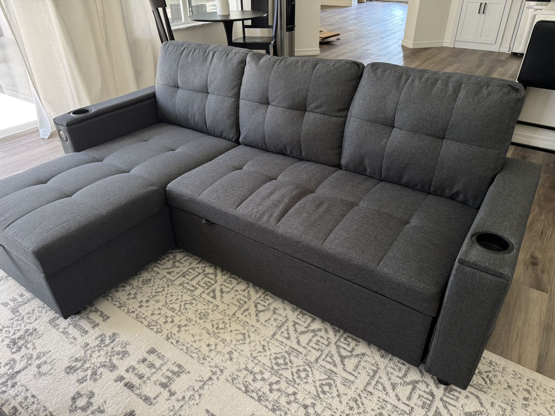 YITAHOME Sectional Sofa L-Shaped Sofa Bed w/Chaise & USB, Reversible Couch Sleeper w/Pull Out Bed