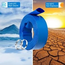 2" x100 FT, Pool Backwash Hose, Heavy-Duty PVC Hose