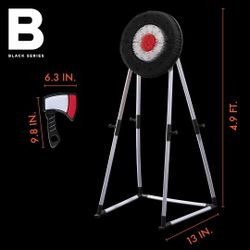 Black Series Axe Throwing Target Set, Includes 3 Axes & Bristle Target, Lightweight Plastic Axes with Blunted Edges, Safe for Indoor & Outdoor Use