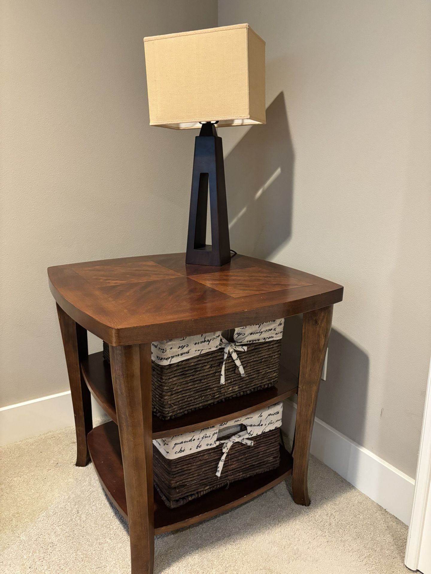 Side Table/Nightstand with Baskets