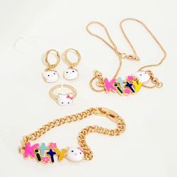 18k Gold Plated Kids Jewelry Set New
