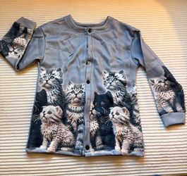 Cat cardigan with cat pendant, size Small