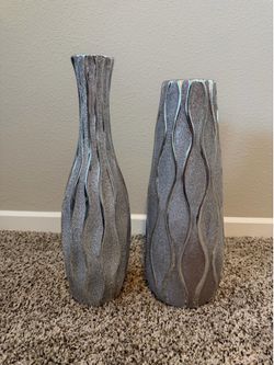 Silver glittery vases