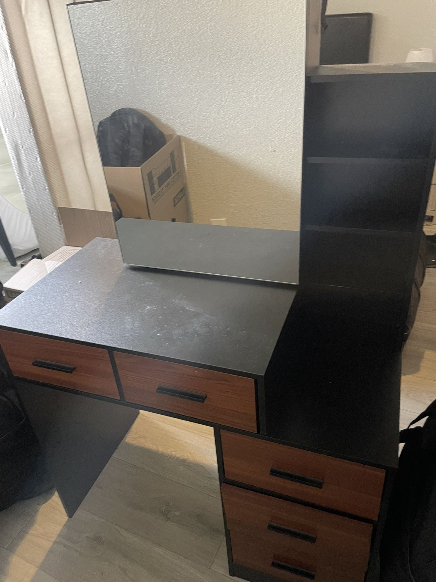 Vintage Vanity Desk with Sliding Mirror