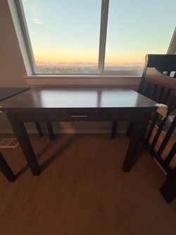 Dark Wood Writing Desk with Drawer