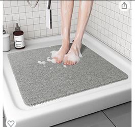 Non Slip Shower Mat, Comfortable Bath mat for Textured Surface,Quick Drying Easy Cleaning Shower Floor Mat for Wet Area,Without Suction Cups Grey 24 x