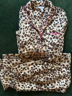 New!Charter Club Leopard Print Fleece Pajama Set