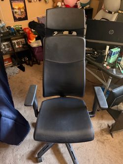 Black Leather Office Chair with Headrest