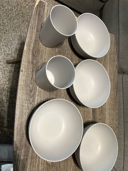 Minimalist White Bowl & Cup Set – 6 Pieces