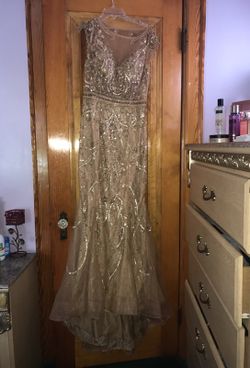 Long evening dresses gold dress $200 nude dress $100