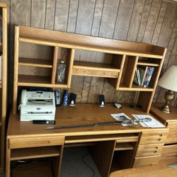 Oak Desk And Bookcase Larger