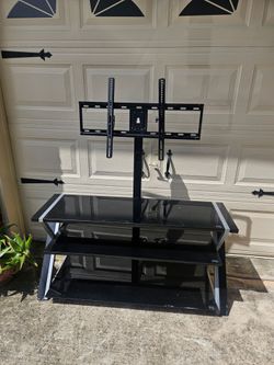 Black glass tv stand