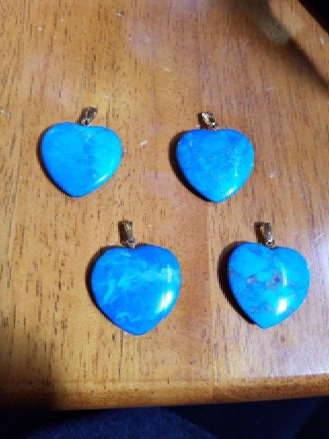 Natural stone heart pendants
