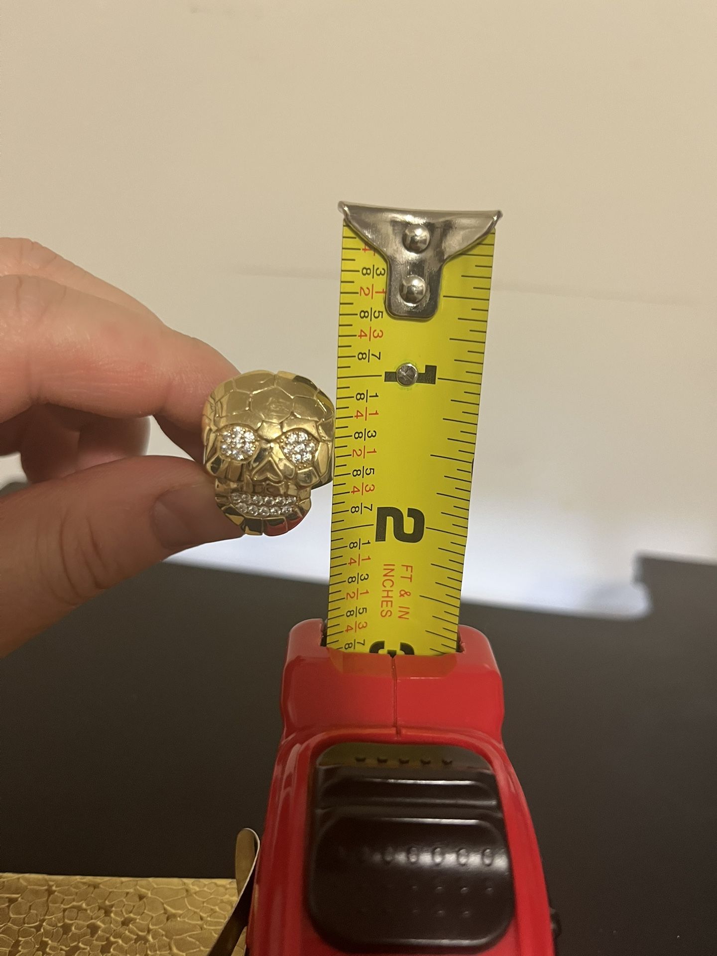 10K Skull Nugget Ring With Zirconia Eyes