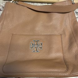 Tory burch pebbled Brown Leather