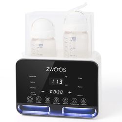 ZWOOS Bottle Warmer For Breastmilk And Formula, Multifunction Double Bottle Warmer For All Bottles With Accurate Temperature Control - Warm Fast, Easy