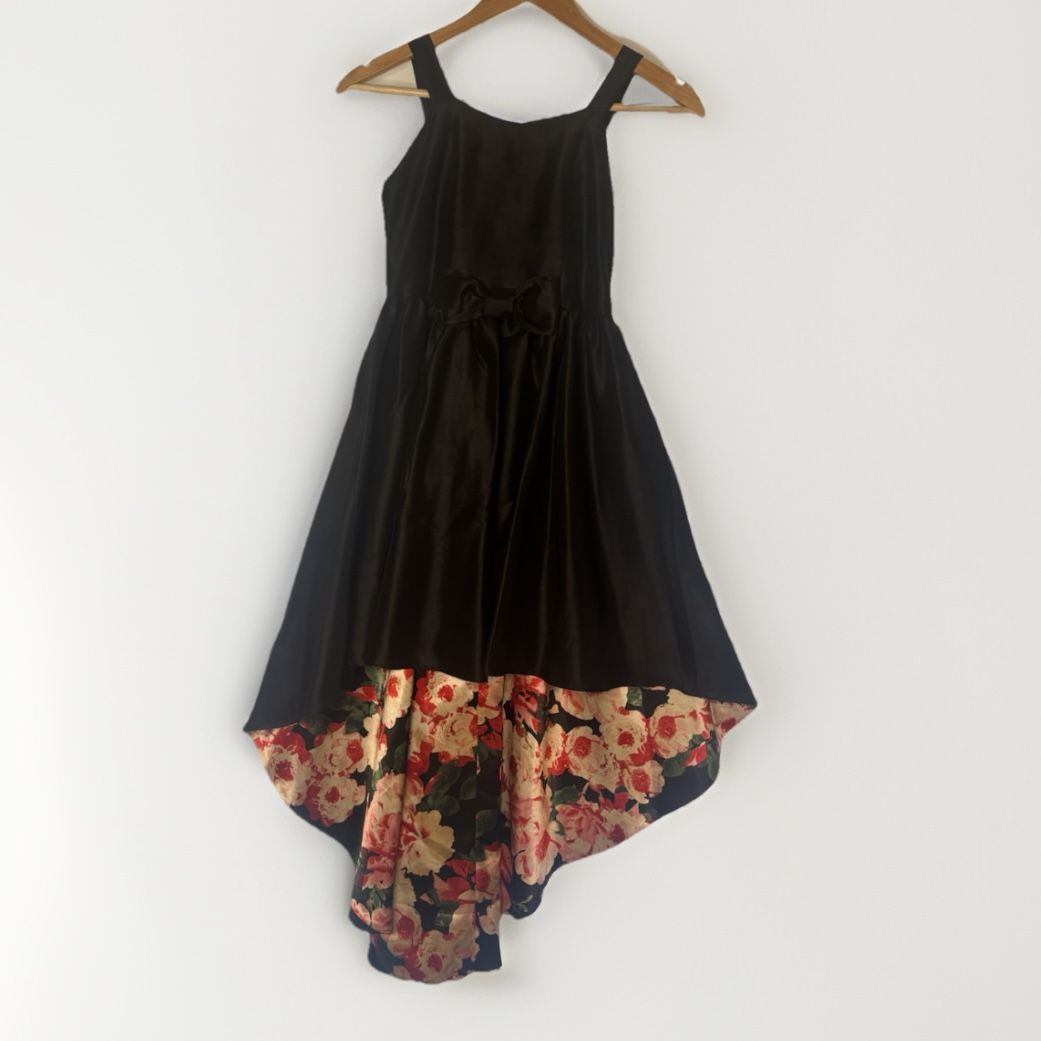 XtraOrdinary Dress Black Floral Size 12 youth High low Girls