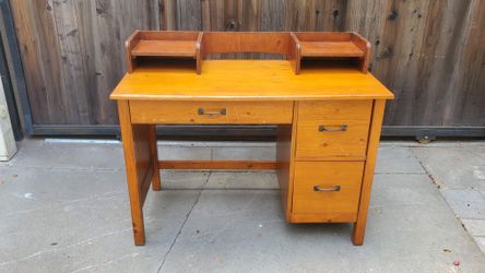 Solid wood desk with hutch