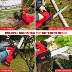 Chainsaw 12-Inch, 21V Cordless With 2 Batteries 