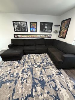 Large U-Shaped Sectional Sofa with Chaise – Dark Charcoal