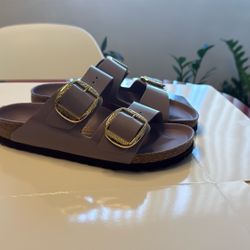 Birkenstock Buckle Natural Leather Patent High-Shine Faded Purple US 7-7,5 EU 38 