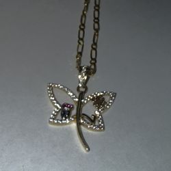 FIGARO STYLE CHAIN WITH BUTTERFLY PENDANT 