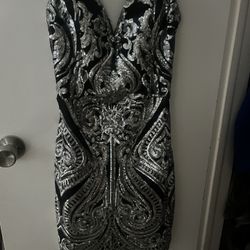 Black/white Sequin Party Dress