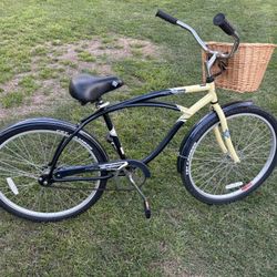 Bicycle Beach Cruiser With Basket Ready To Ride