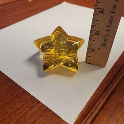 Fire And Light Shooting Star Art Glass Paperweight Yellow Citrus