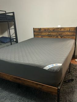 Queen platform bed & mattress