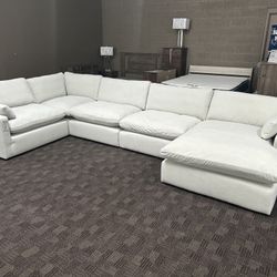 White Grey Cloud Feather Sectional Couch