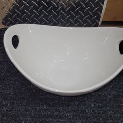 Vintage 2 Handle White Oval Serving Bowl