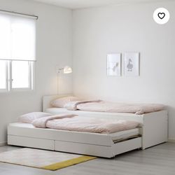 SLÄKT Pull-out bed with storage, white