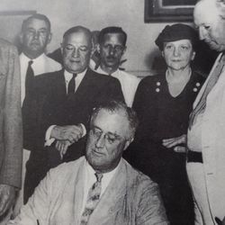 Picture Of President Roosevelt Finding The Social Security Bill
