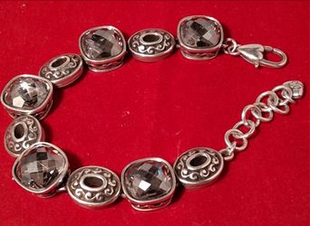 BRIGHTON SWAROVSKI CRYSTAL SILVER TONE VENUS RISING CHAMPAGNE BRACELET