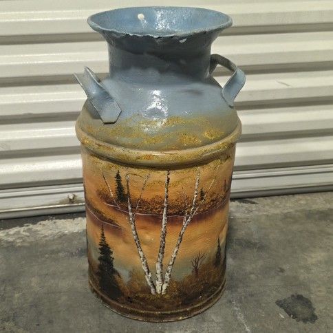 Hand Painted Milk Can Vintage