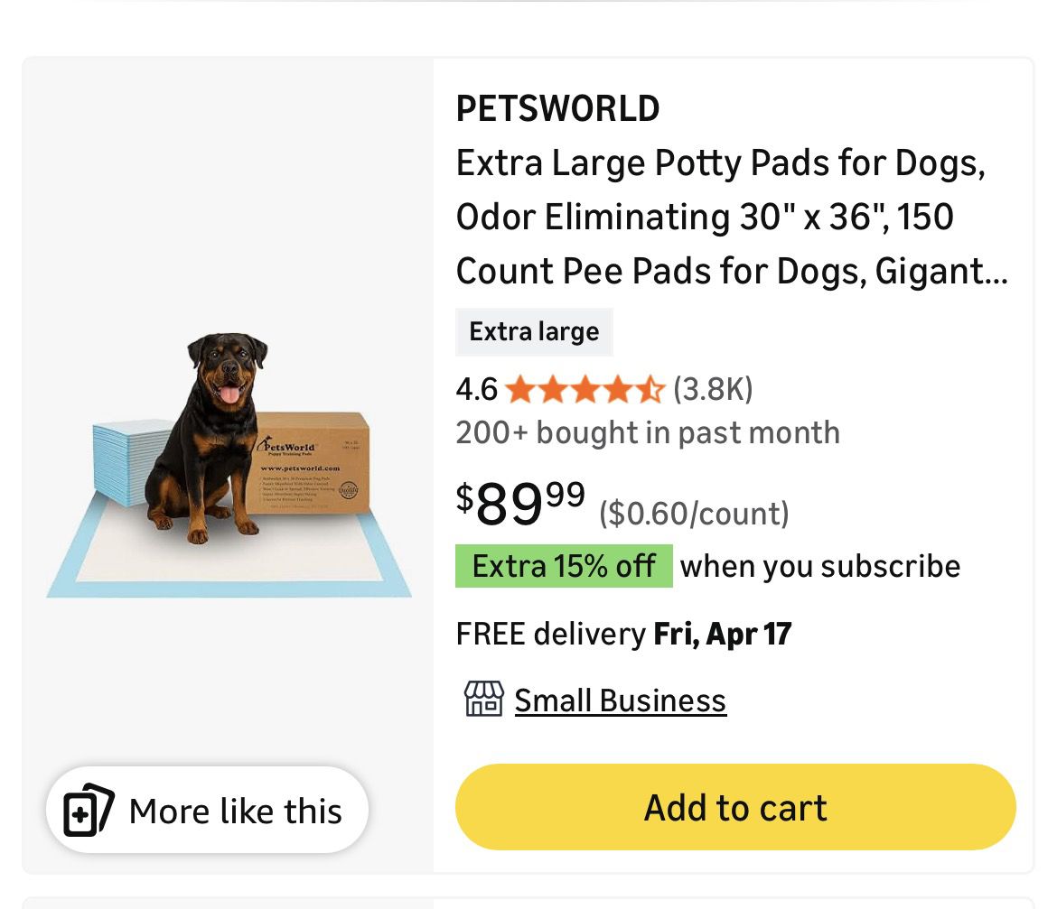 PetsWorld XL Potty Pads for Dogs