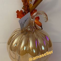 Glass Pumpkin, collectibles, seasonal Decor, use LED candles ONLY