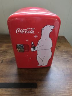 Untested Coca Cola Polar Bear Red Mini Cooler Fridge