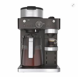 Nija Prestige Dual Brew System 12-Cup, Built In Milk Frother , Nespresso Capsule Compatible, Black
