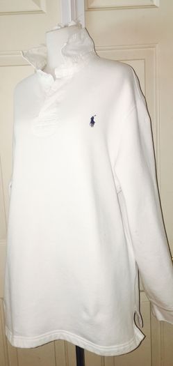 Men's Ralph Lauren polo white half button sweatshirt great condition Sz Large