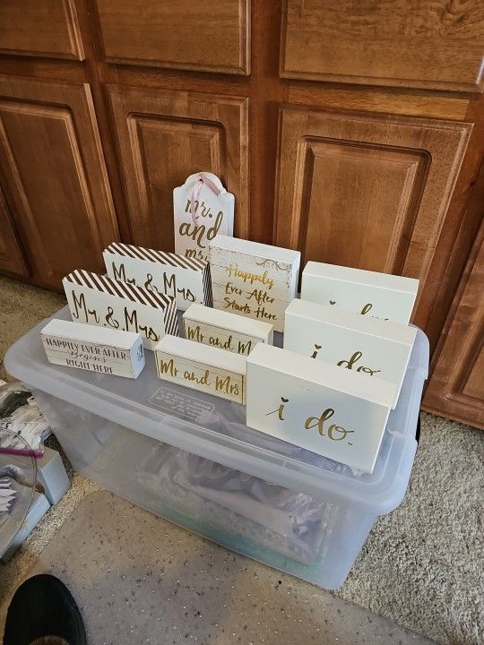 Wooden Decorative Wedding Reception Table Top Signs - Wedding/Anniversary (Lot)