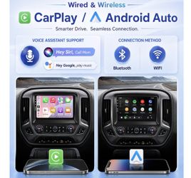 5G-WiFi6 (4Core 64G ROM) Car Radio Stereo for Silverado GMC Sierra 2014-2018,10 inch Touch Screen Head Unit with Wireless Carplay Android Auto GPS Blu