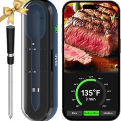 Meat Thermometer Digital Wireless - Remote Instant Temperature Read, Four-Clover Probe, Smart Meat Thermometers for Cooking, Grilling, Smoking, Pro Ve