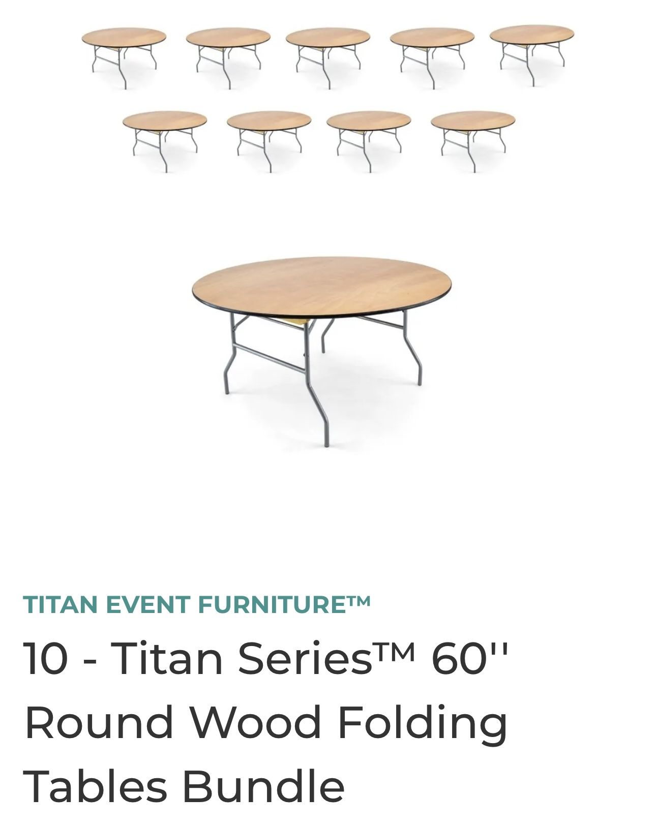 10 Wooden Round Tables On Cart 